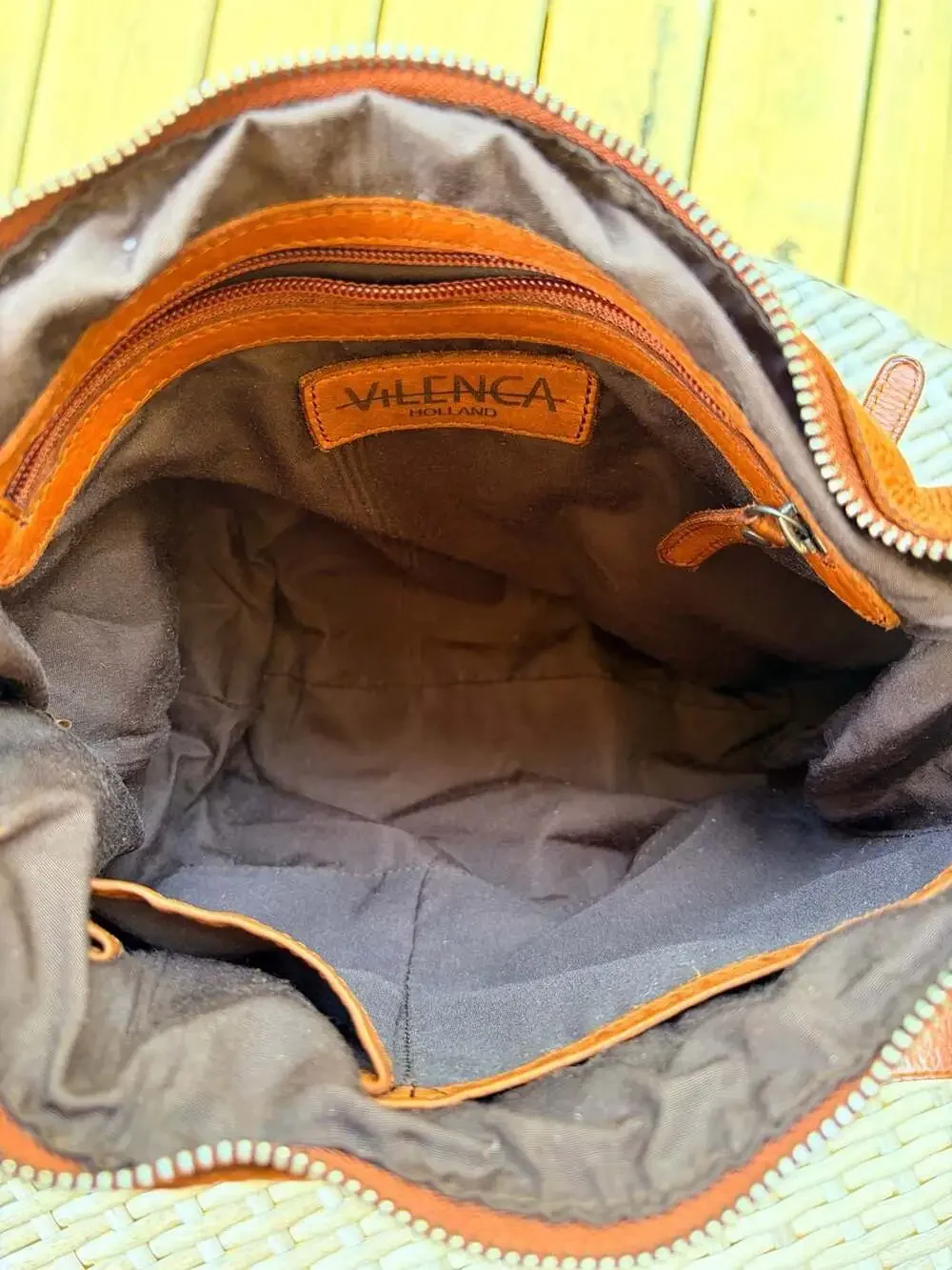 Vilenca Holland Genuine Leather Woven Crossbody Hobo Bag